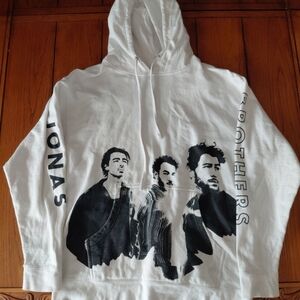 White Jonas Brothers Graphic Hoodie